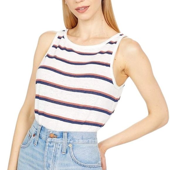 NWOT Madewell Linen Blend Striped Tank Size XL - Picture 1 of 8